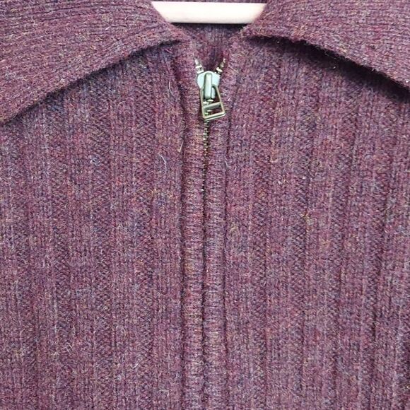 Woolrich Burgundy Embroidered Full Zip Sweater M - Picture 5 of 9